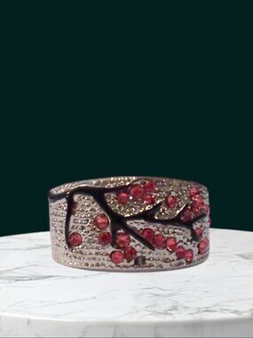 sterling silver cherry blossom ring size 7 NEW